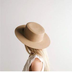 Gigi Pip Womens Dahlia Boater Fedora 100% Wool Felt Hat Size 57 S/M